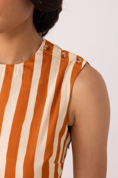 Valentino Rust Striped Midi Dress