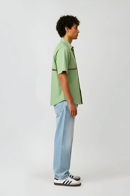 Asparagus Green-Tuscan Red Stripe Shirt
