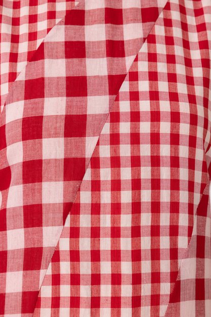 Waltz Red Checkered Handwoven Dress