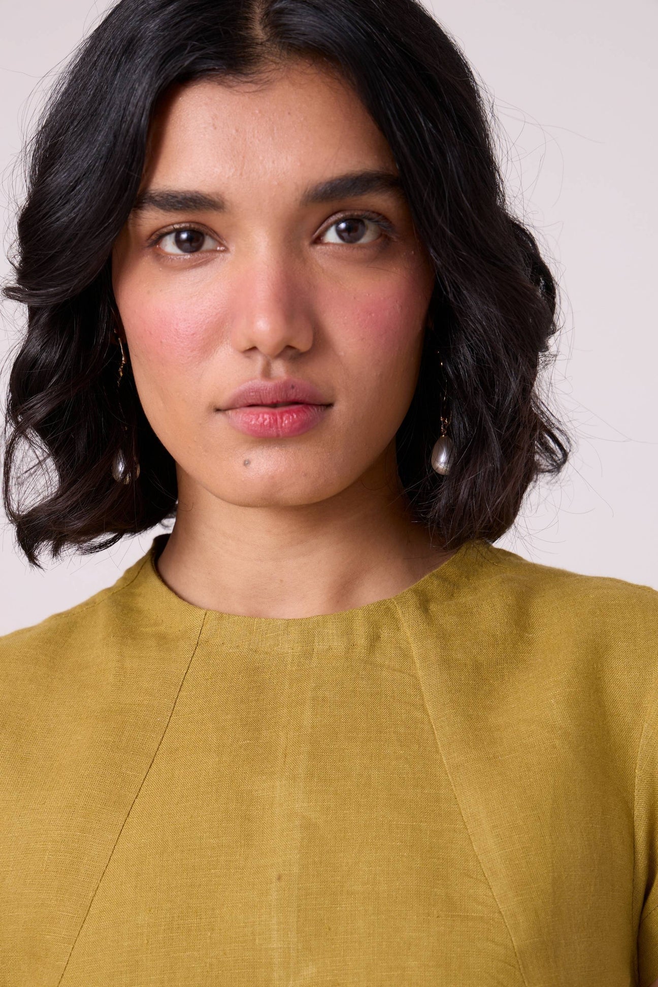 Evgeny Olive Linen Dress