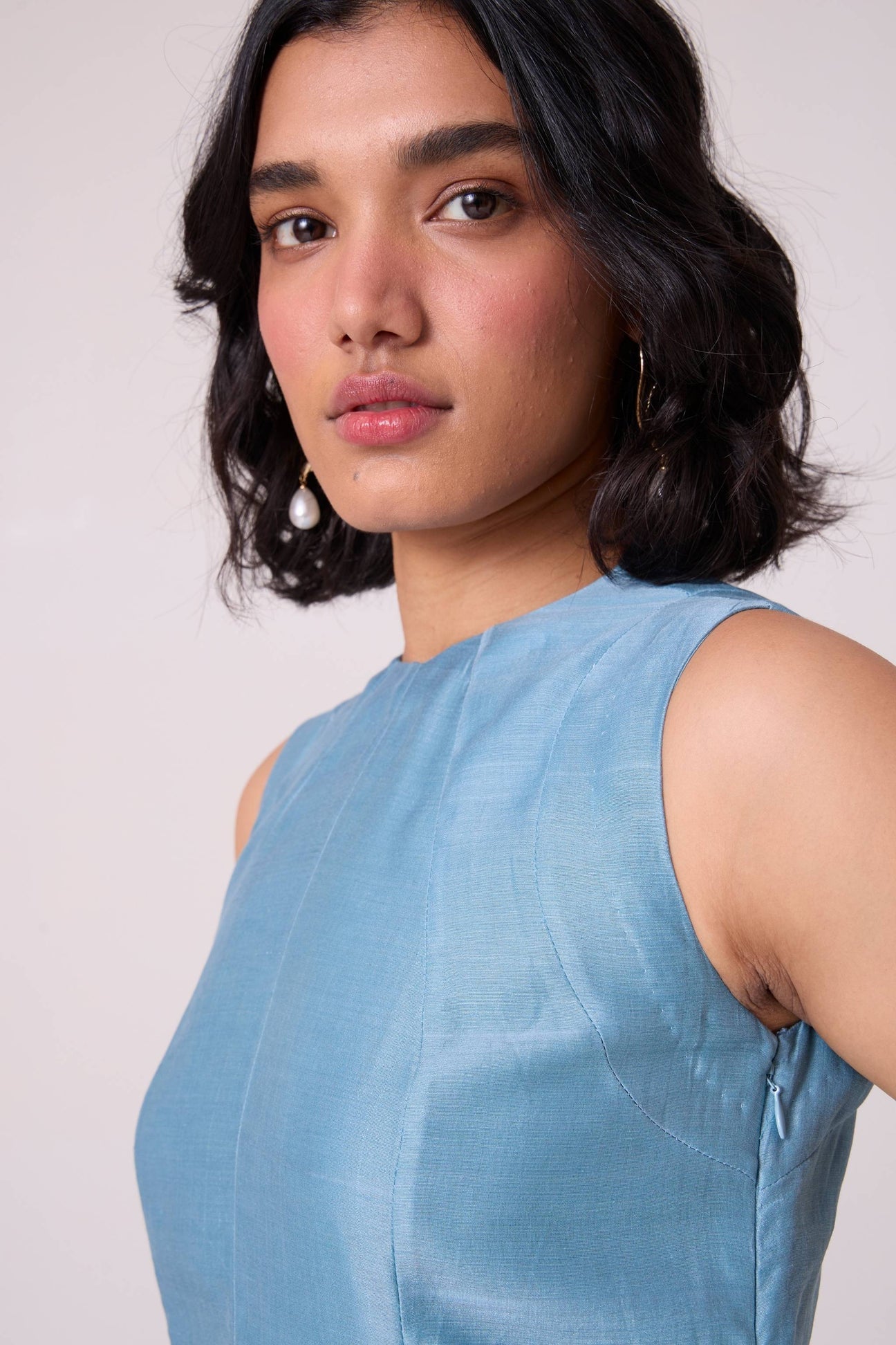 Milena Blue Handwoven Panelled Dress