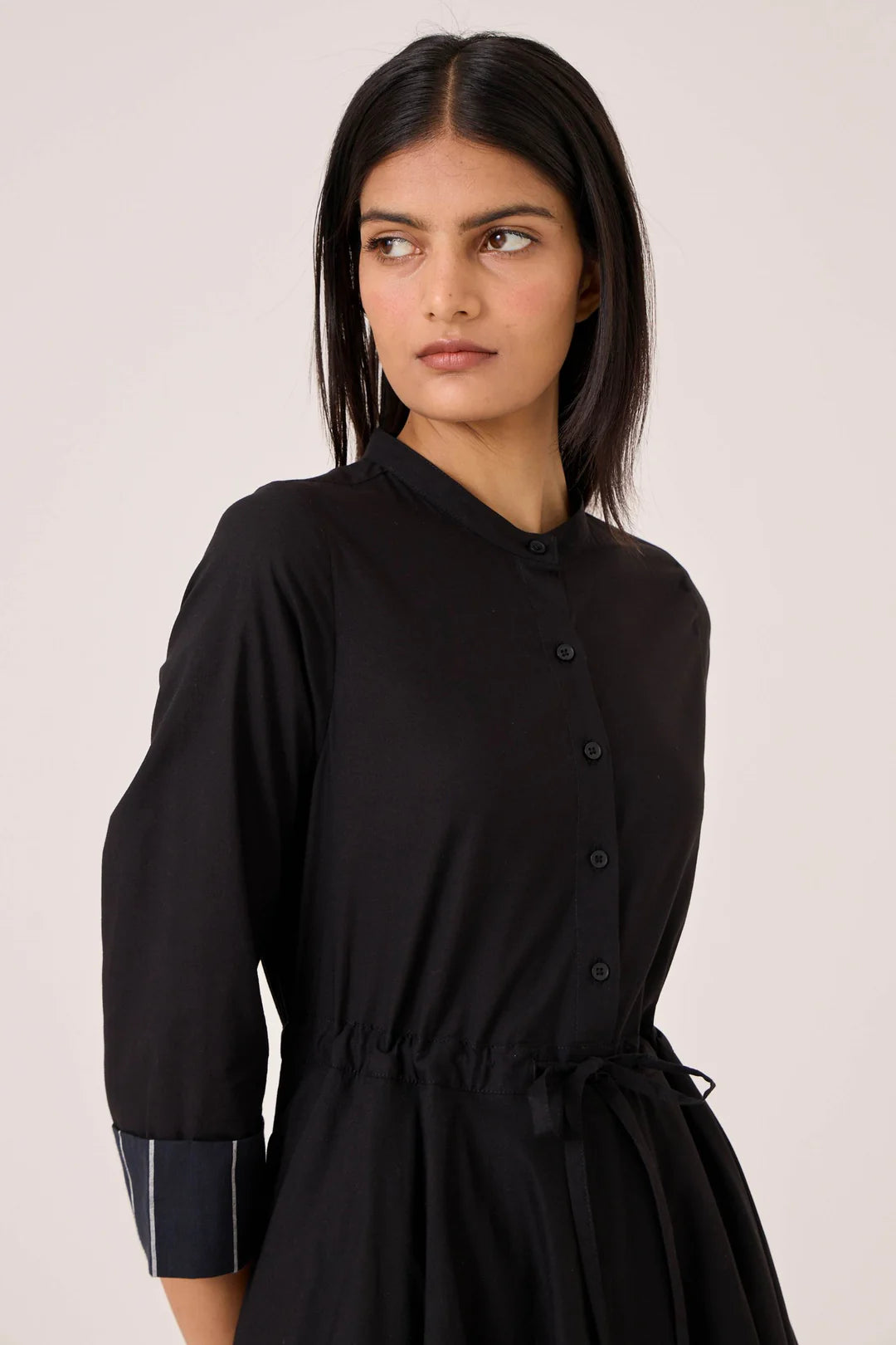 Hulas Black Handwoven Layered Dress