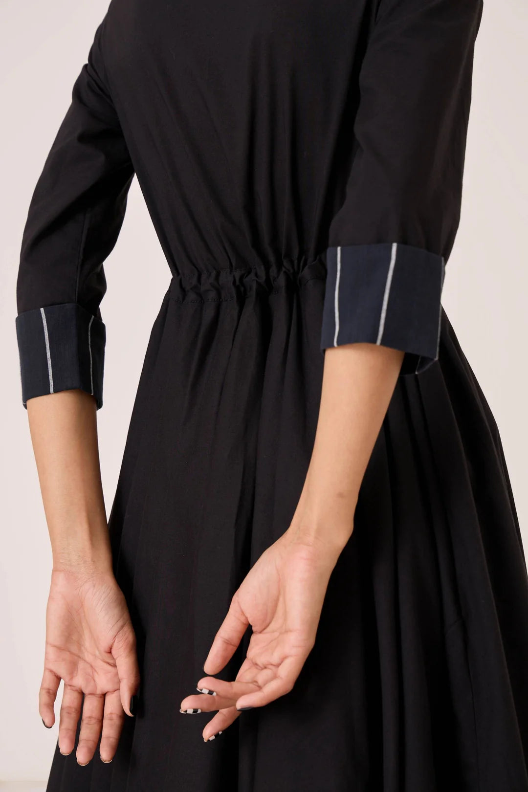 Hulas Black Handwoven Layered Dress