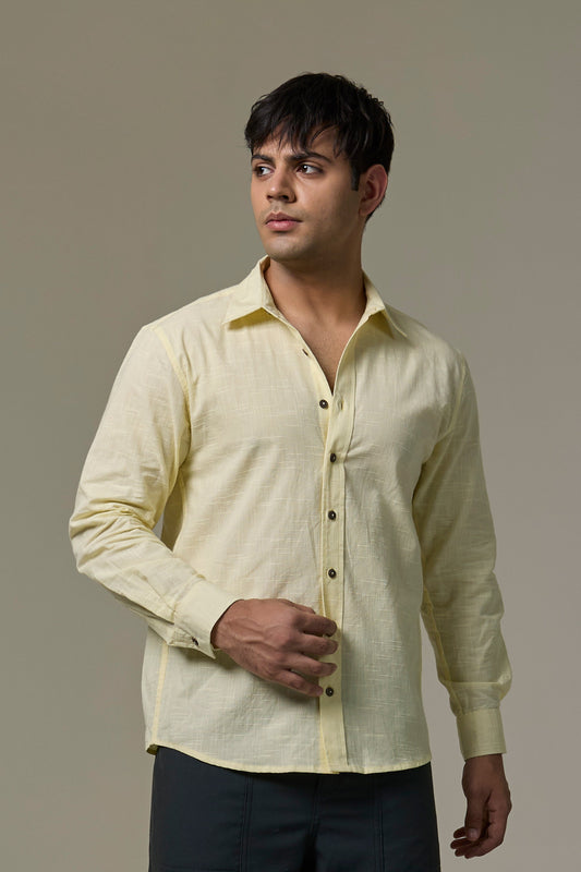 Butter Yellow Cotton Slub Shirt