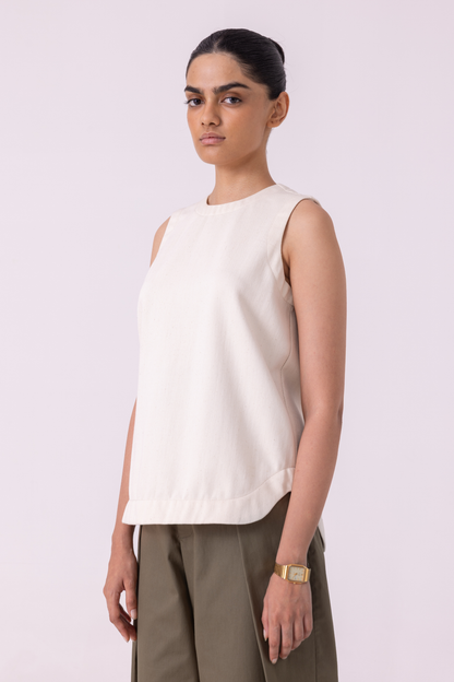 Dorothy Off White Handwoven Denim Top