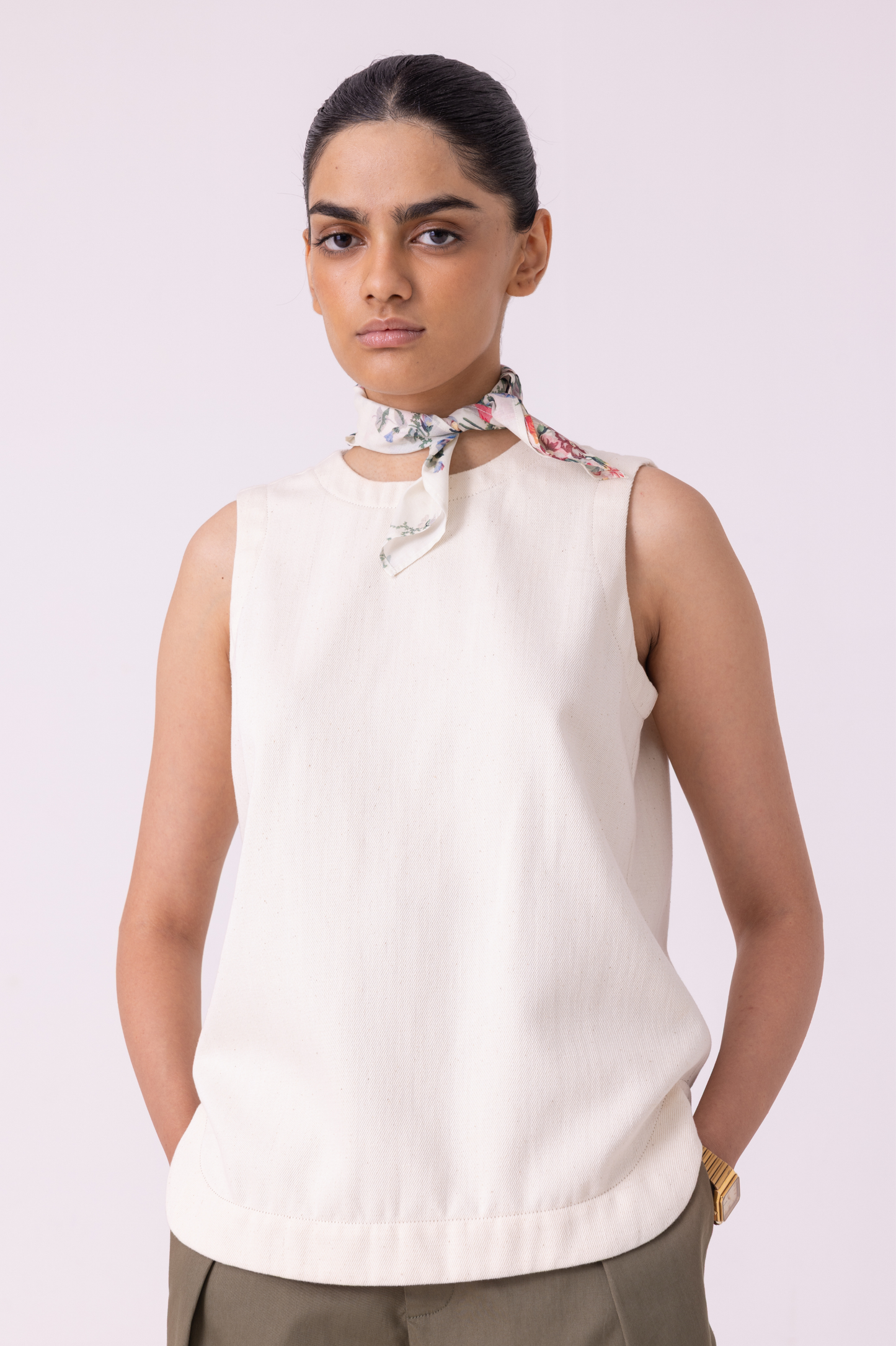 Dorothy Off White Handwoven Denim Top