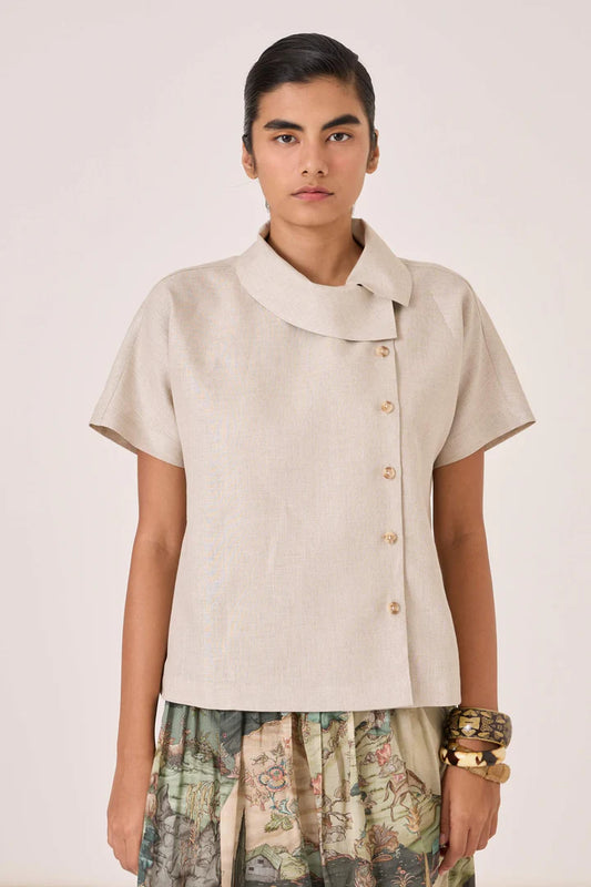 Aavish Beige Linen Top