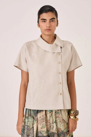 Aavish Beige Linen Top