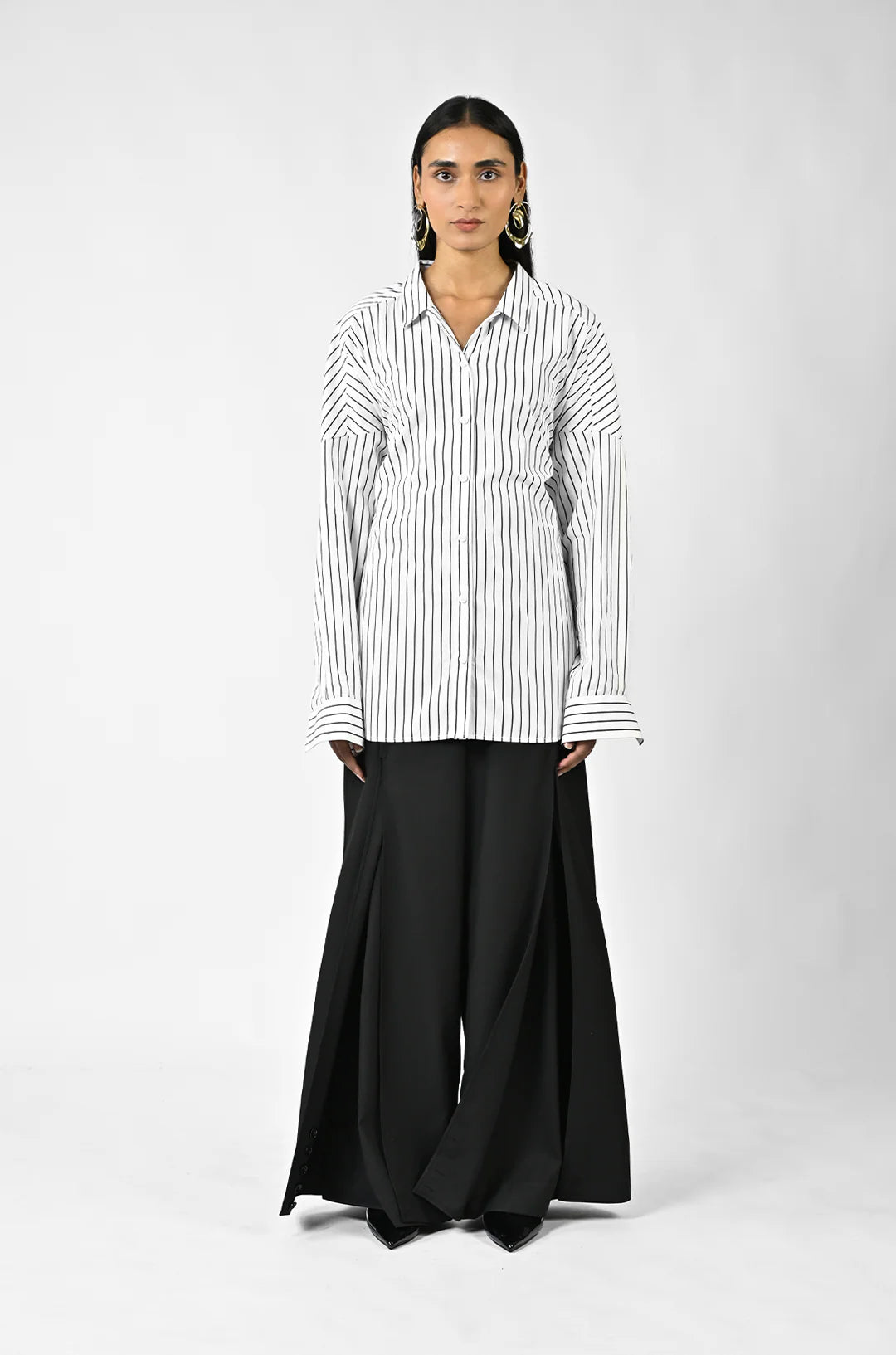 Three Way Pinstriped Shirt - Black and White