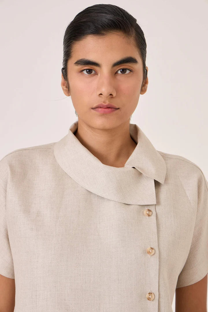 Aavish Beige Linen Top