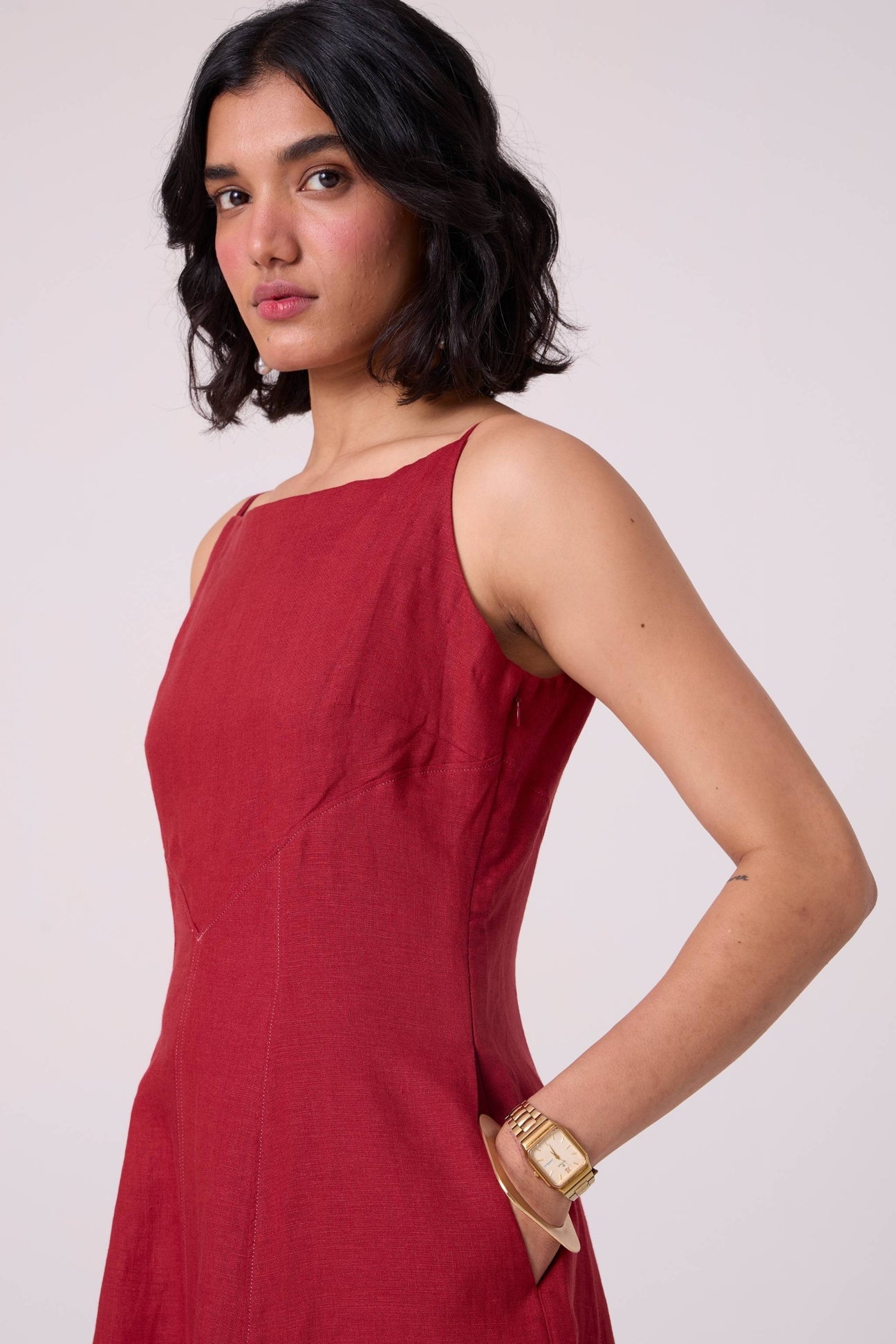 Suzie Red Linen Dress