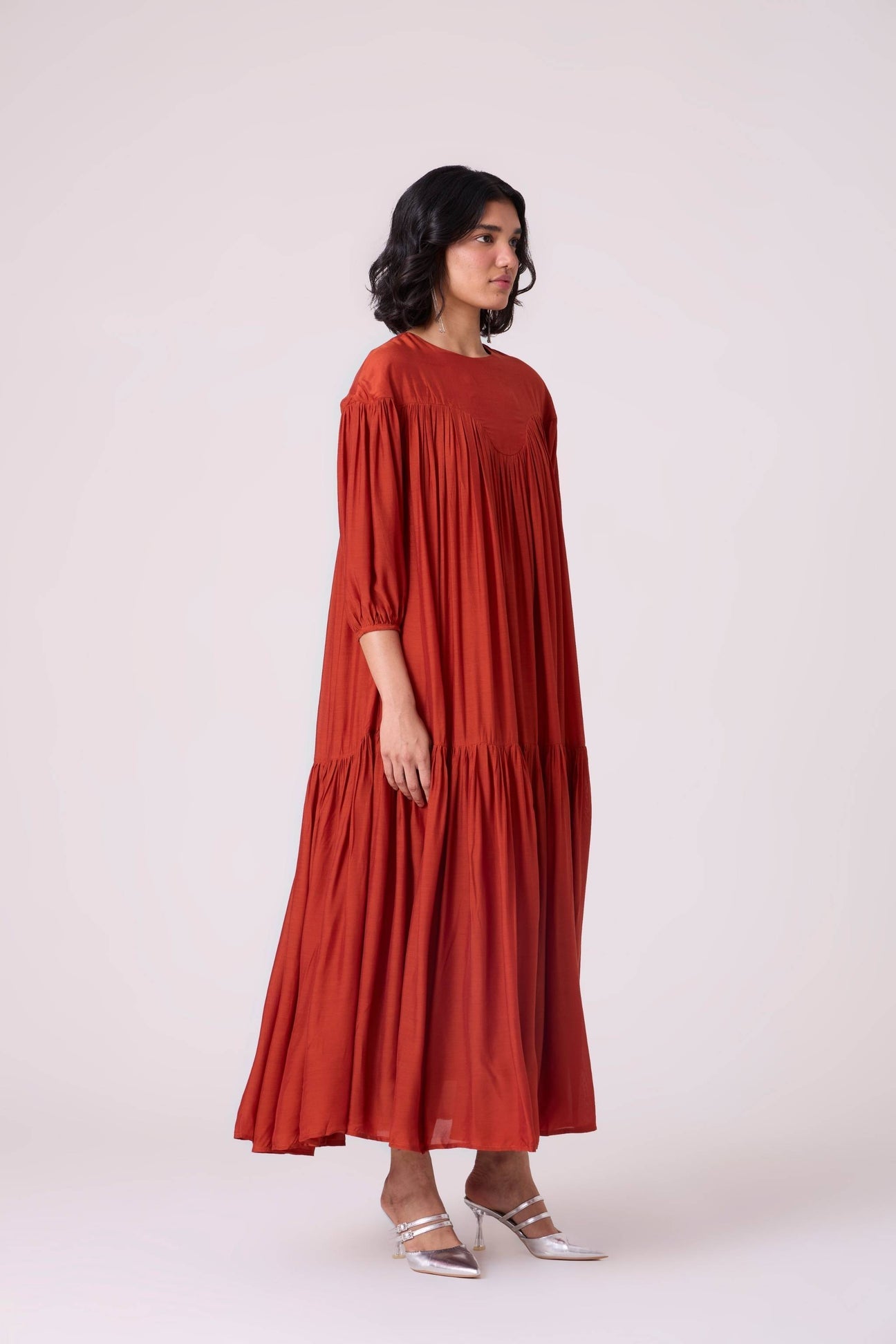 Zorka Rust Cupro Maxi Dress