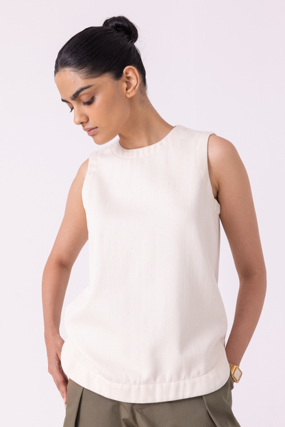 Dorothy Off White Handwoven Denim Top