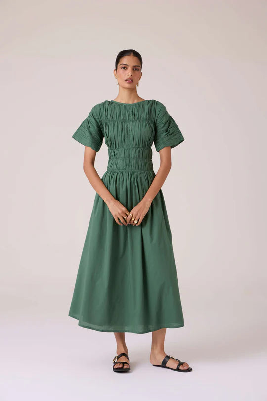 Selara Green Midi Dress