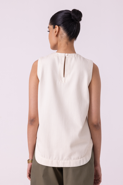 Dorothy Off White Handwoven Denim Top