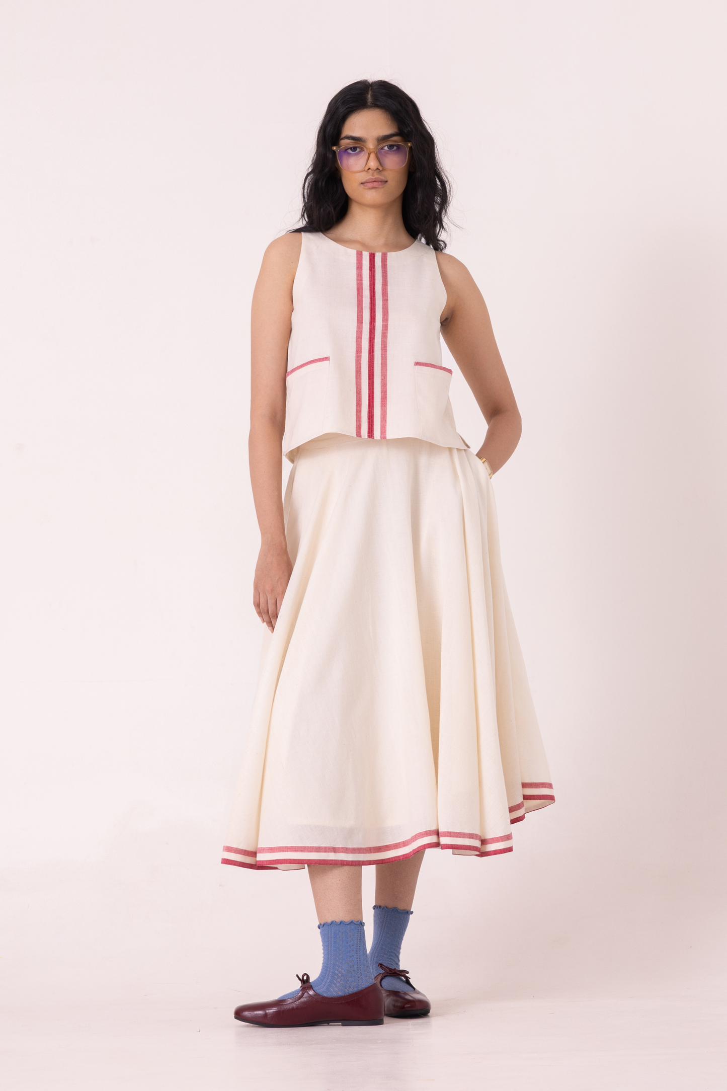 Tris Off White Handwoven Top