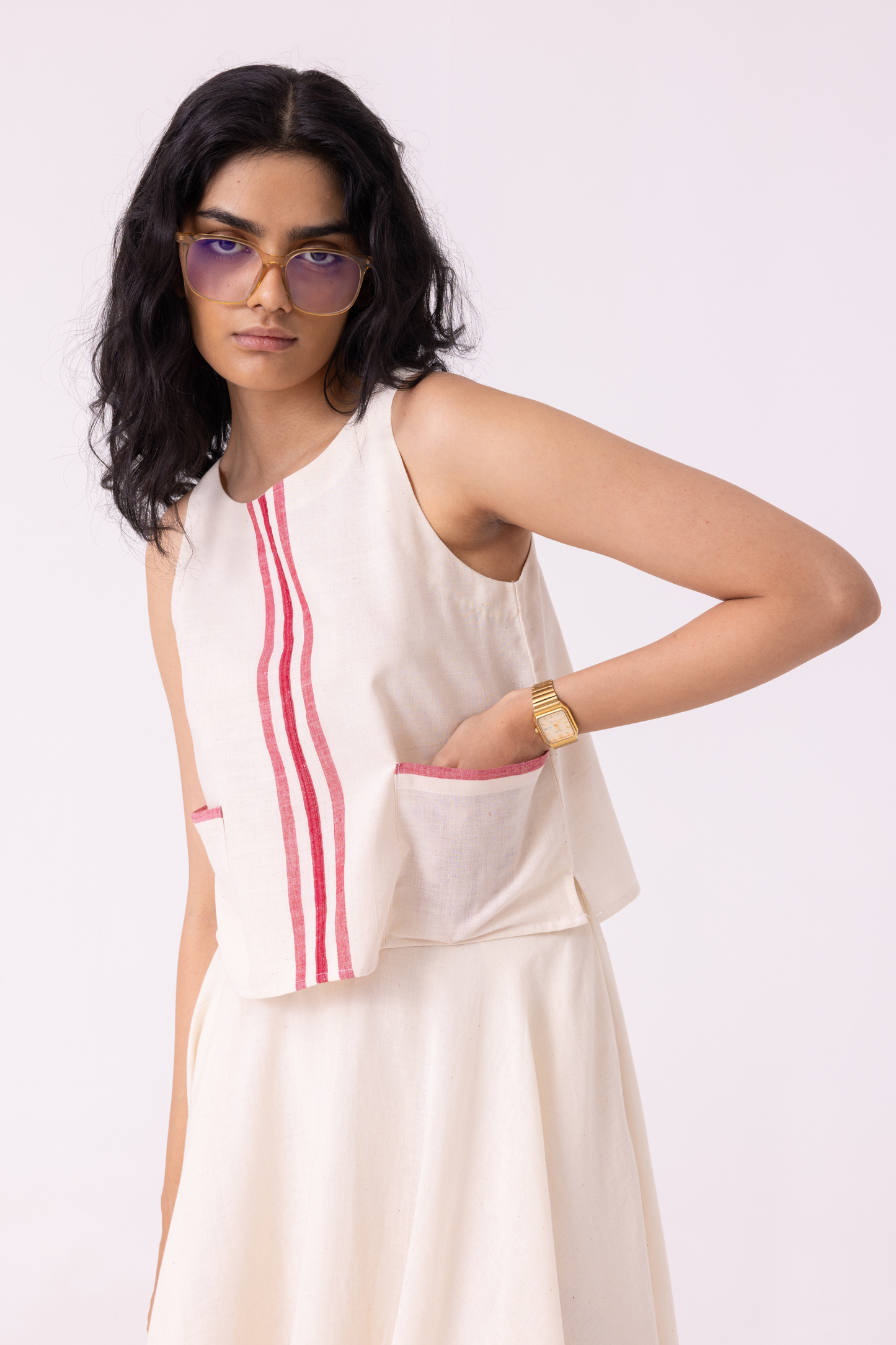 Tris Off White Handwoven Top
