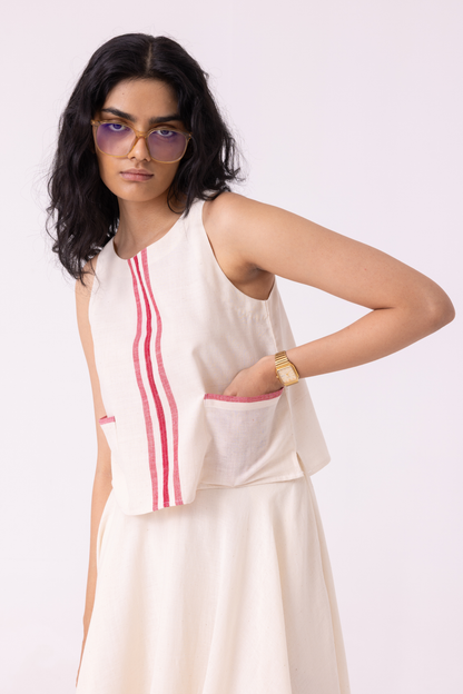 Tris Off White Handwoven Top