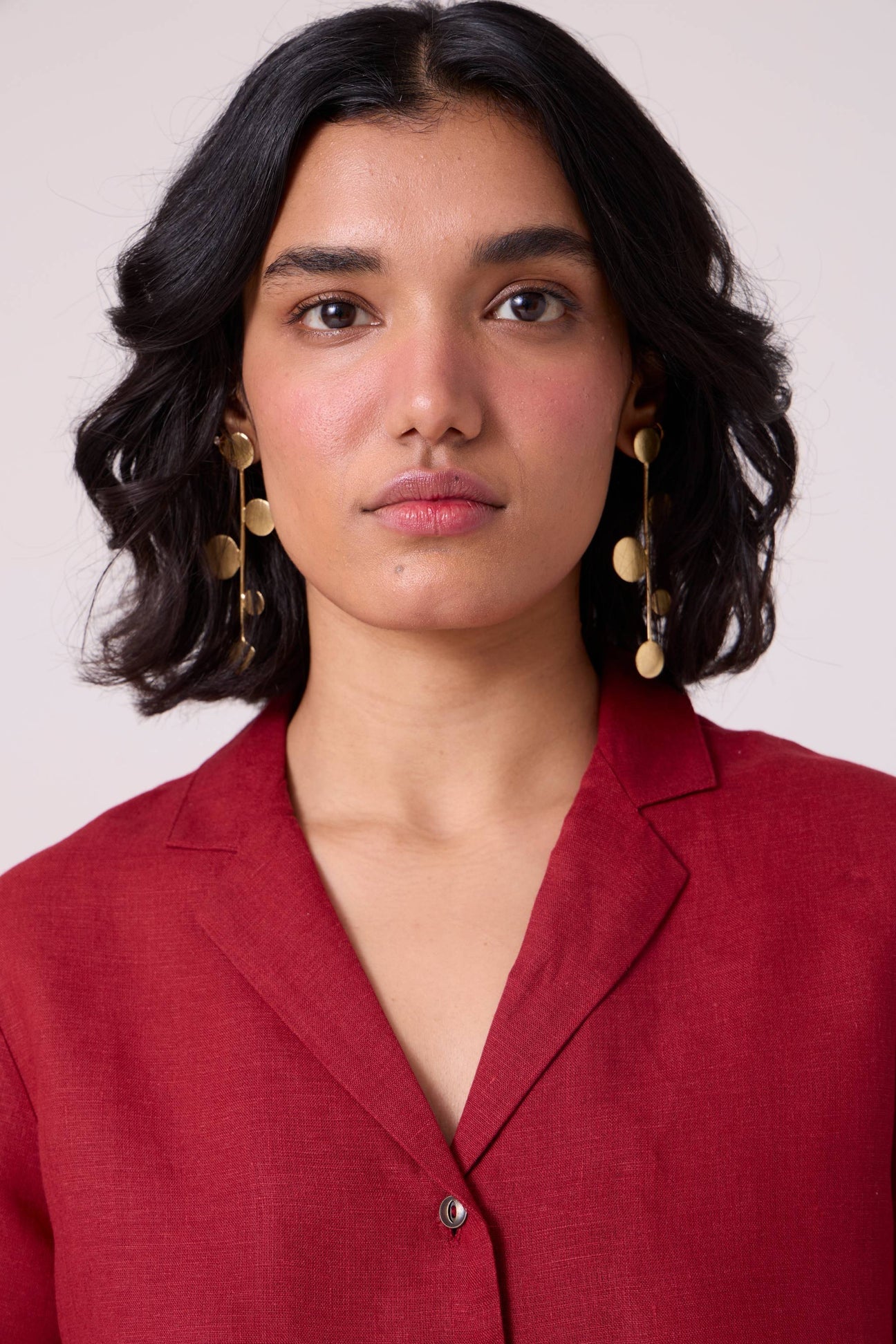 Clyde Red Linen Cropped Shirt