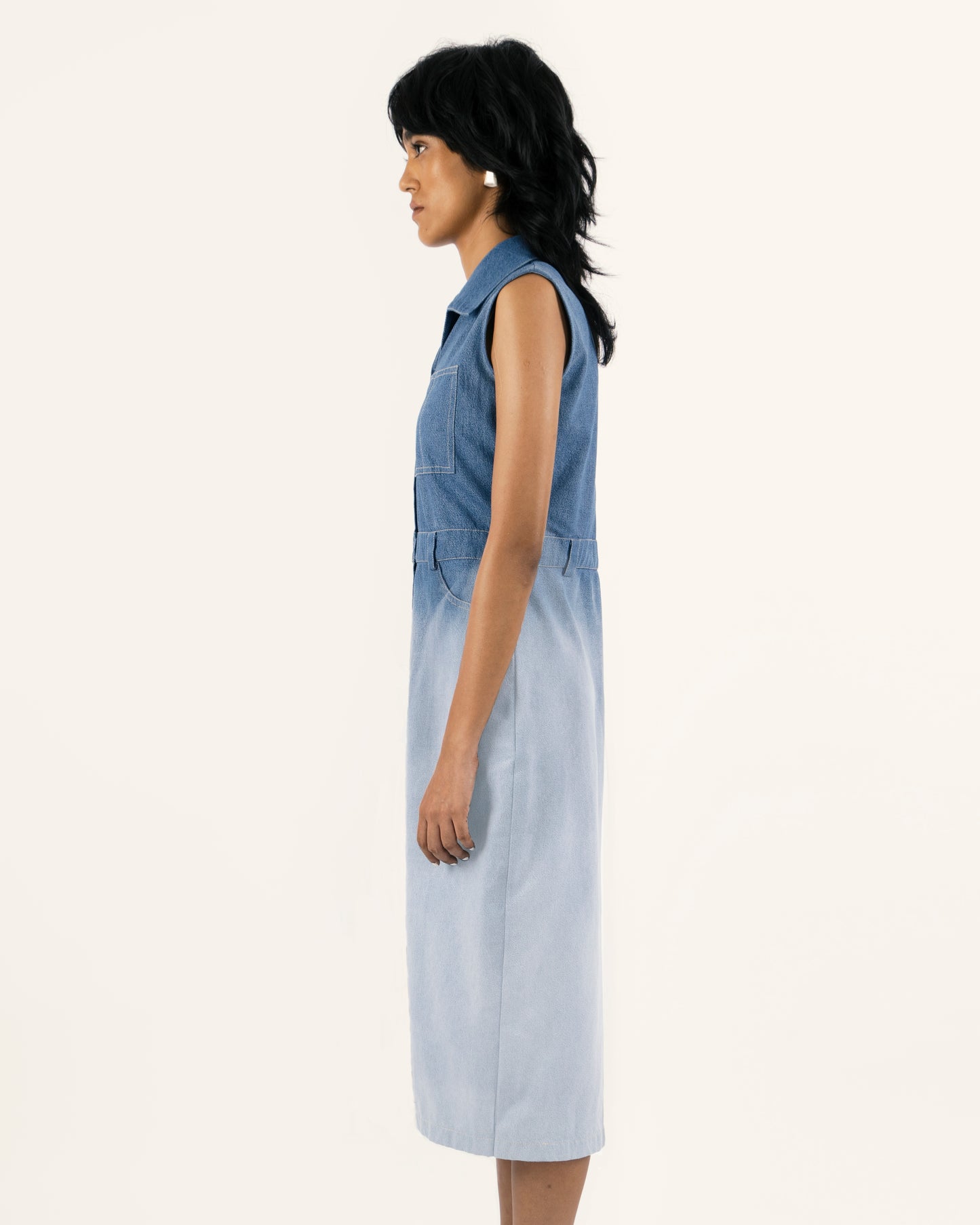 ombred blue denim dress for women, denim dress, sustainable dress