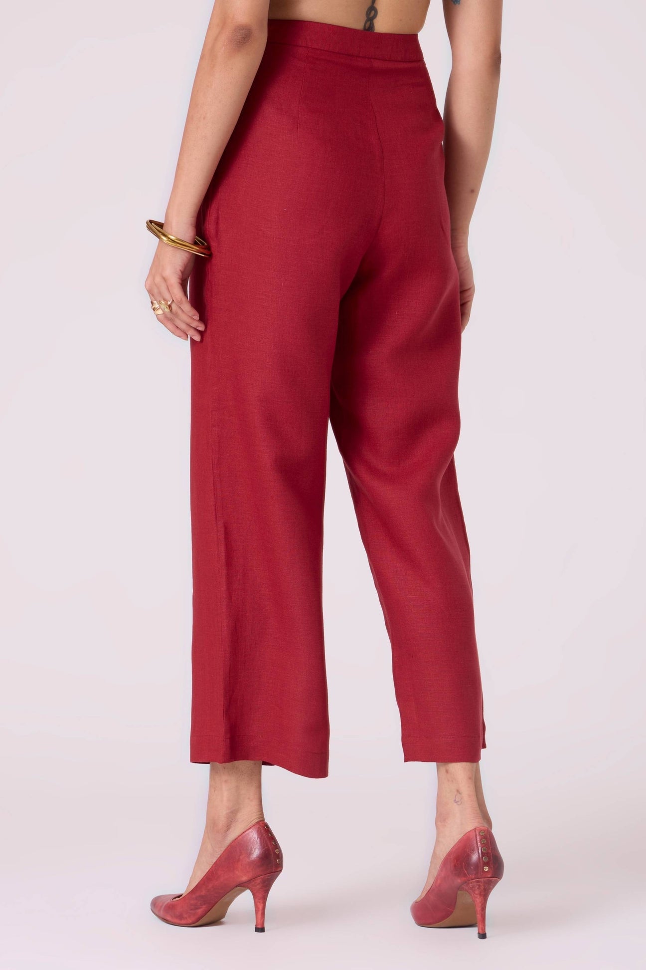Clyde Red Linen Pants
