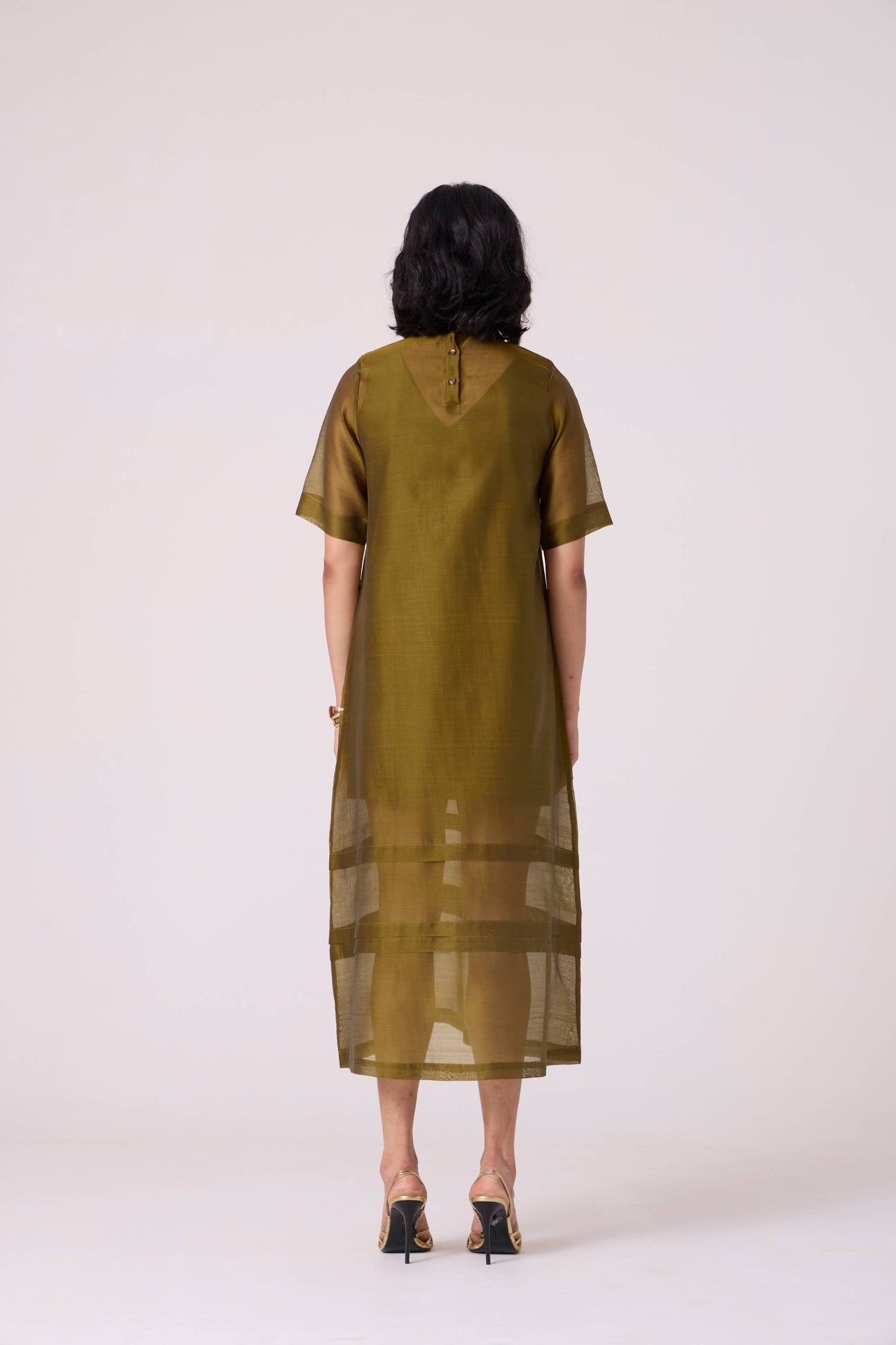 Larisa Green Handwoven Shift Dress