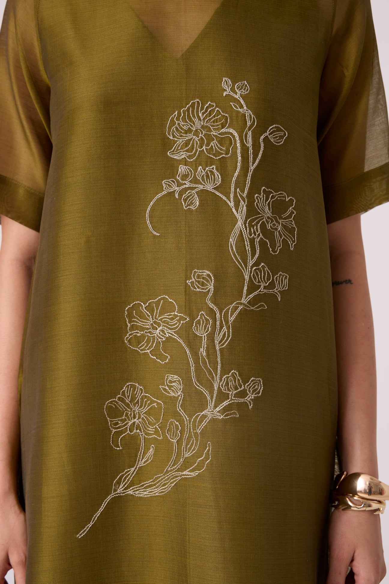 Larisa Green Handwoven Shift Dress