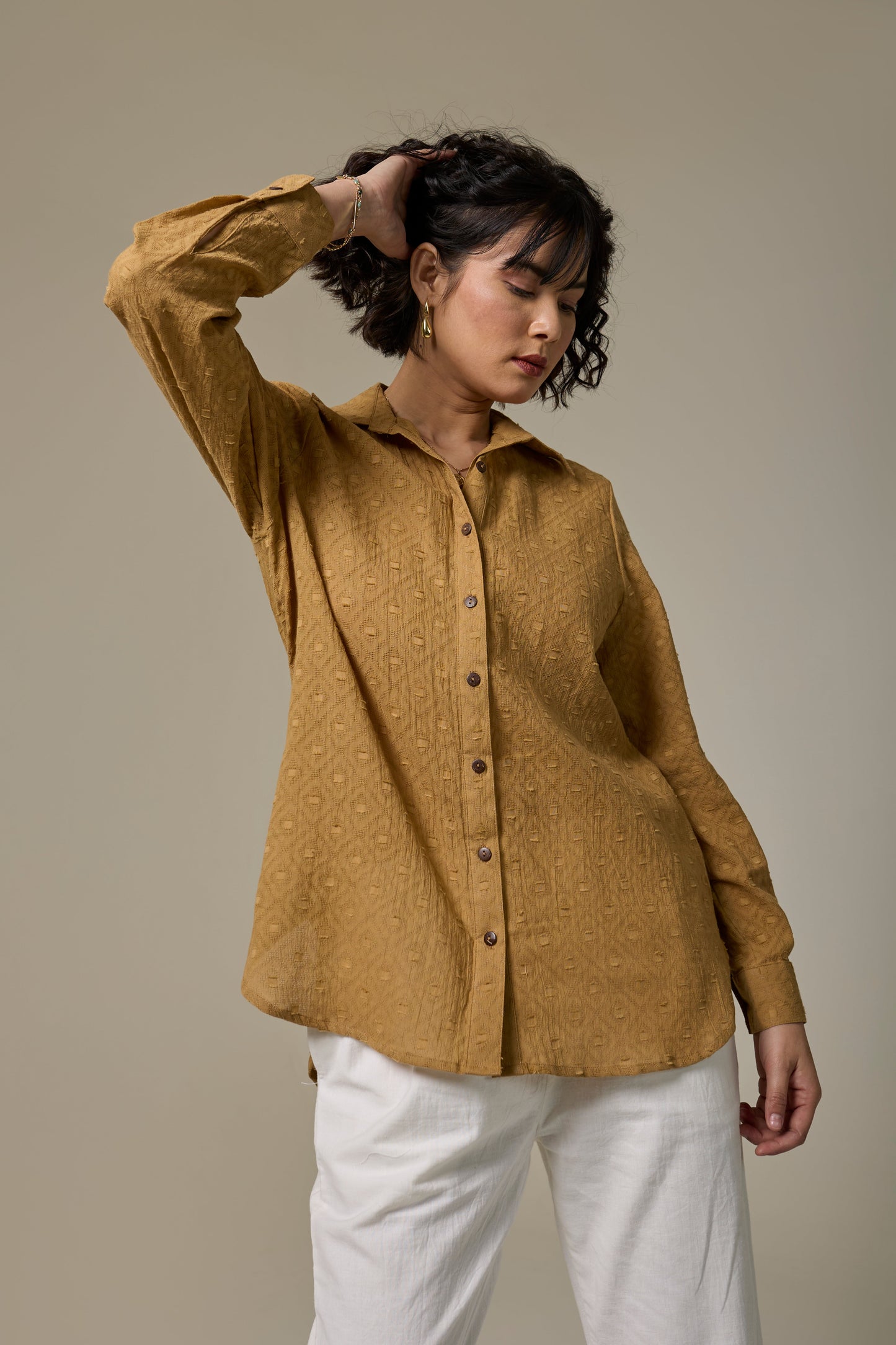 Sand Cotton Textured shirt