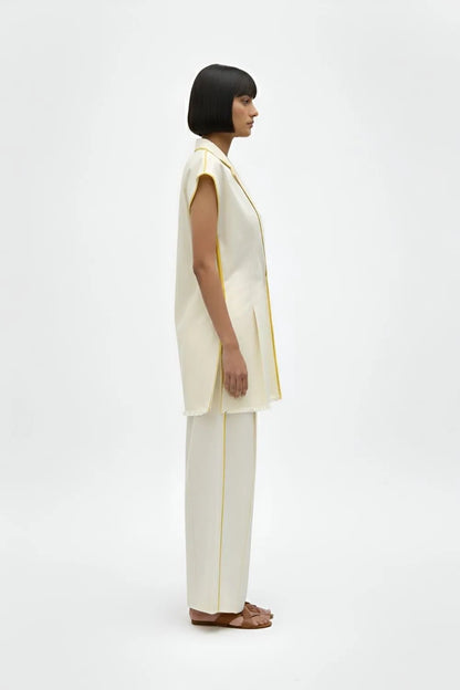 Ivory-Mango Yellow Blazer Set