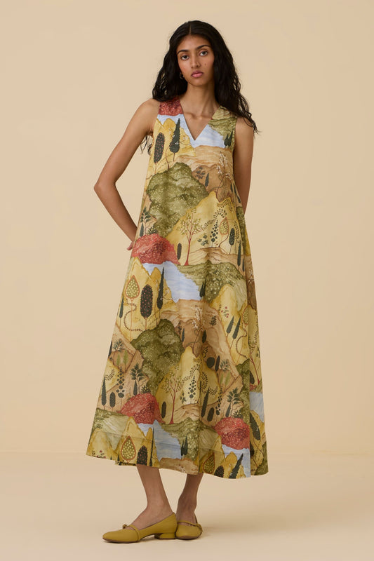 Riaz Ochre Print Maxi Dress