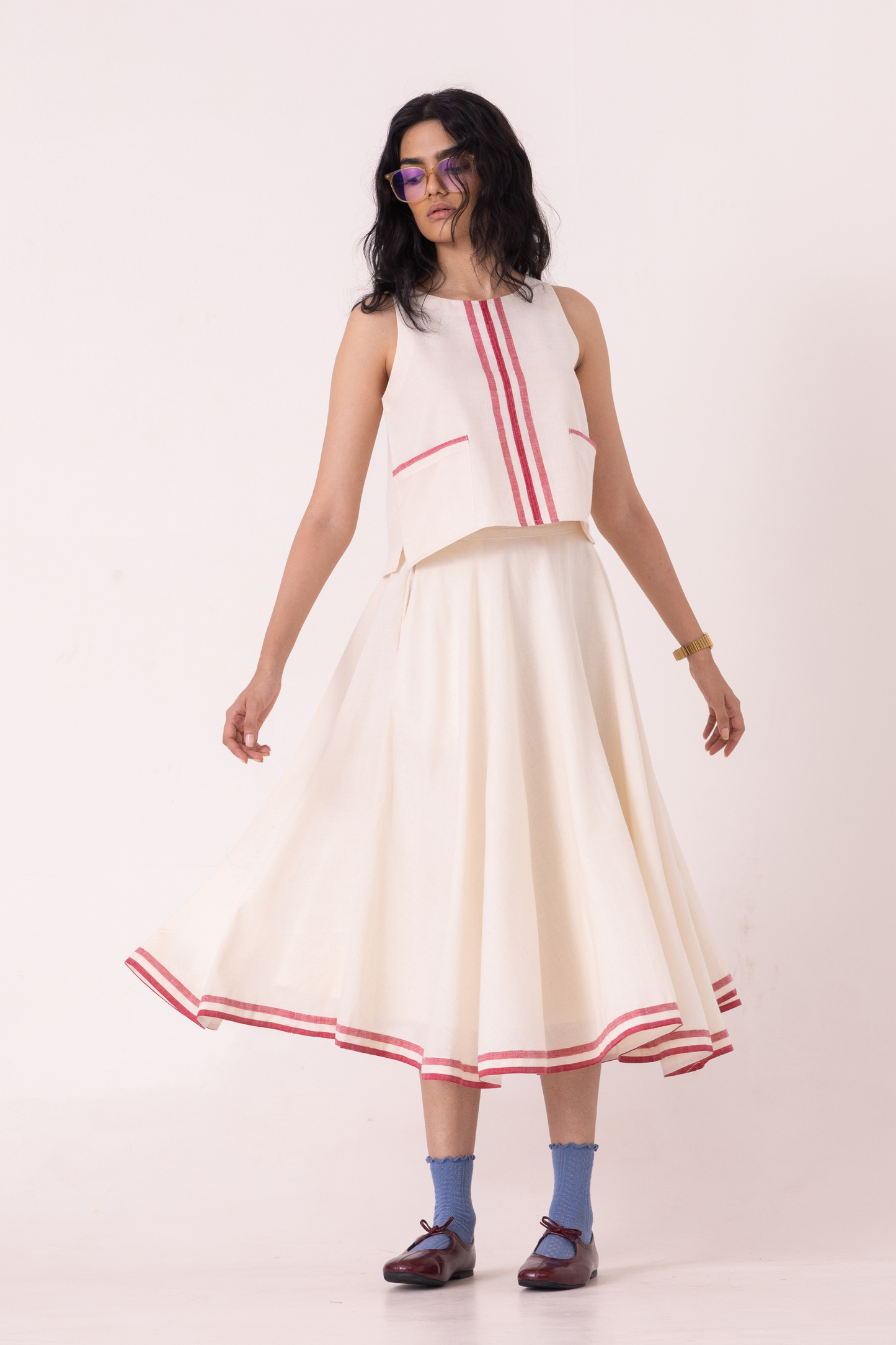 Medea Off White Handwoven Skirt