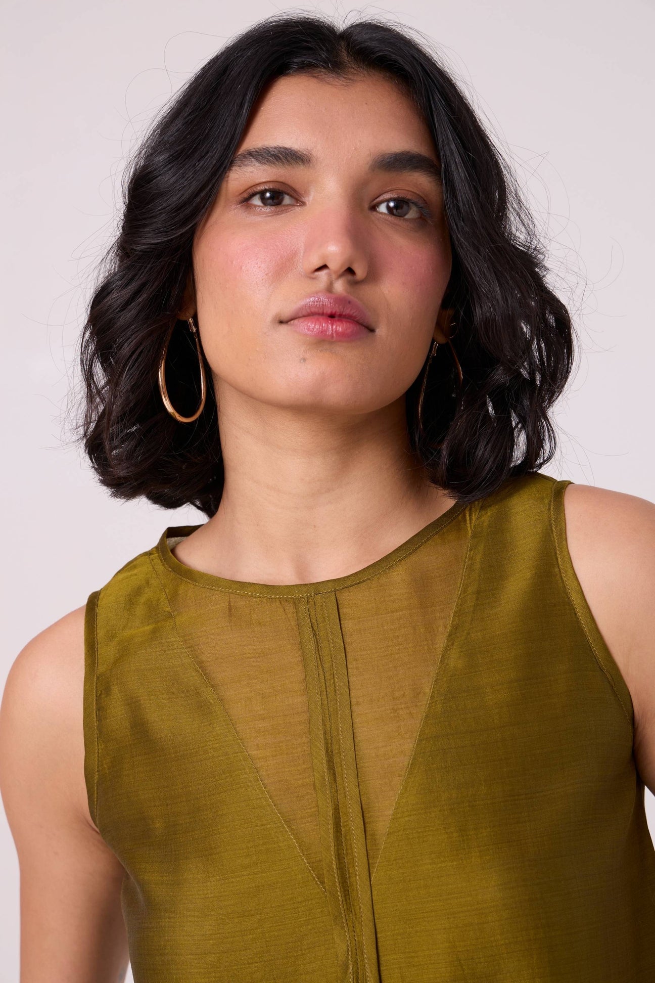 Galina Green Handwoven Peplum Top