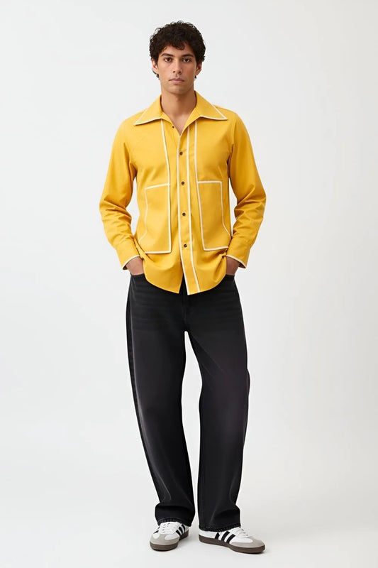 Mango Yellow-Ivory Flap Shirt