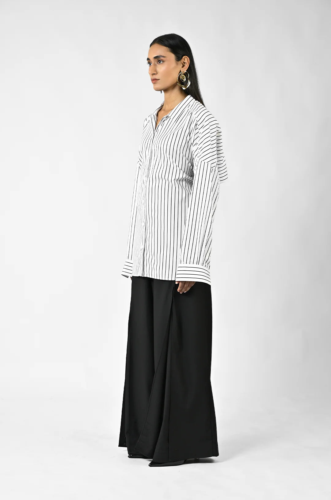 Three Way Pinstriped Shirt - Black and White