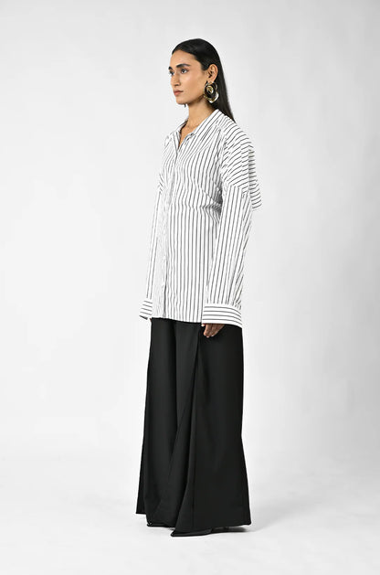 Three Way Pinstriped Shirt - Black and White