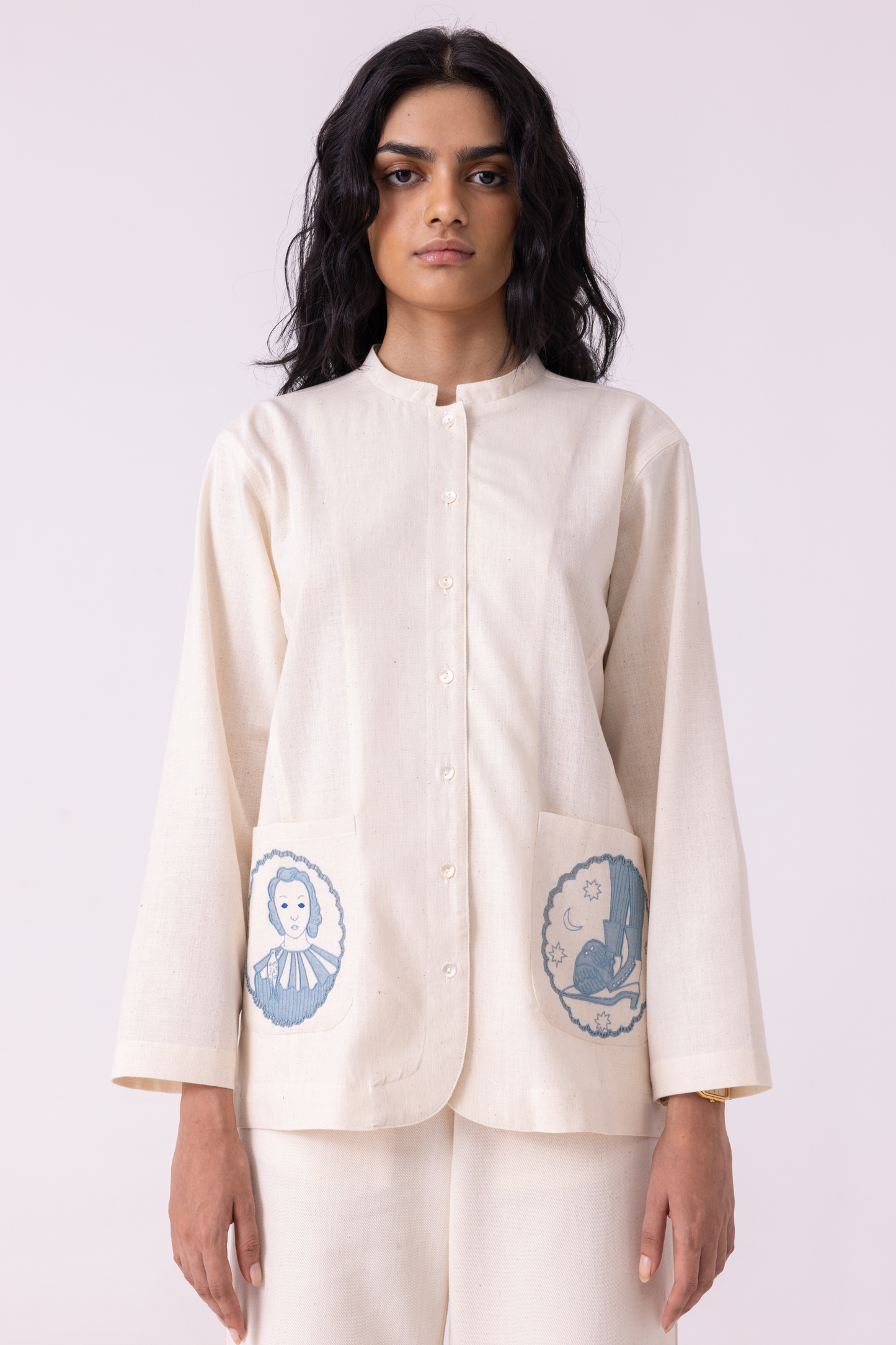 Alma Off White Handwoven Shacket