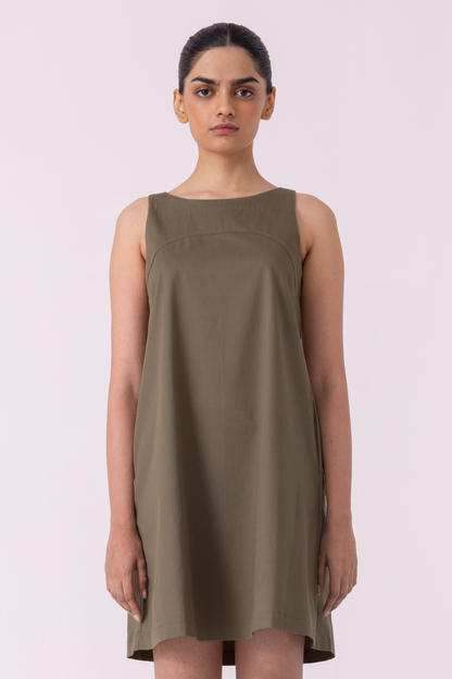 Nalaka Olive Shift Dress