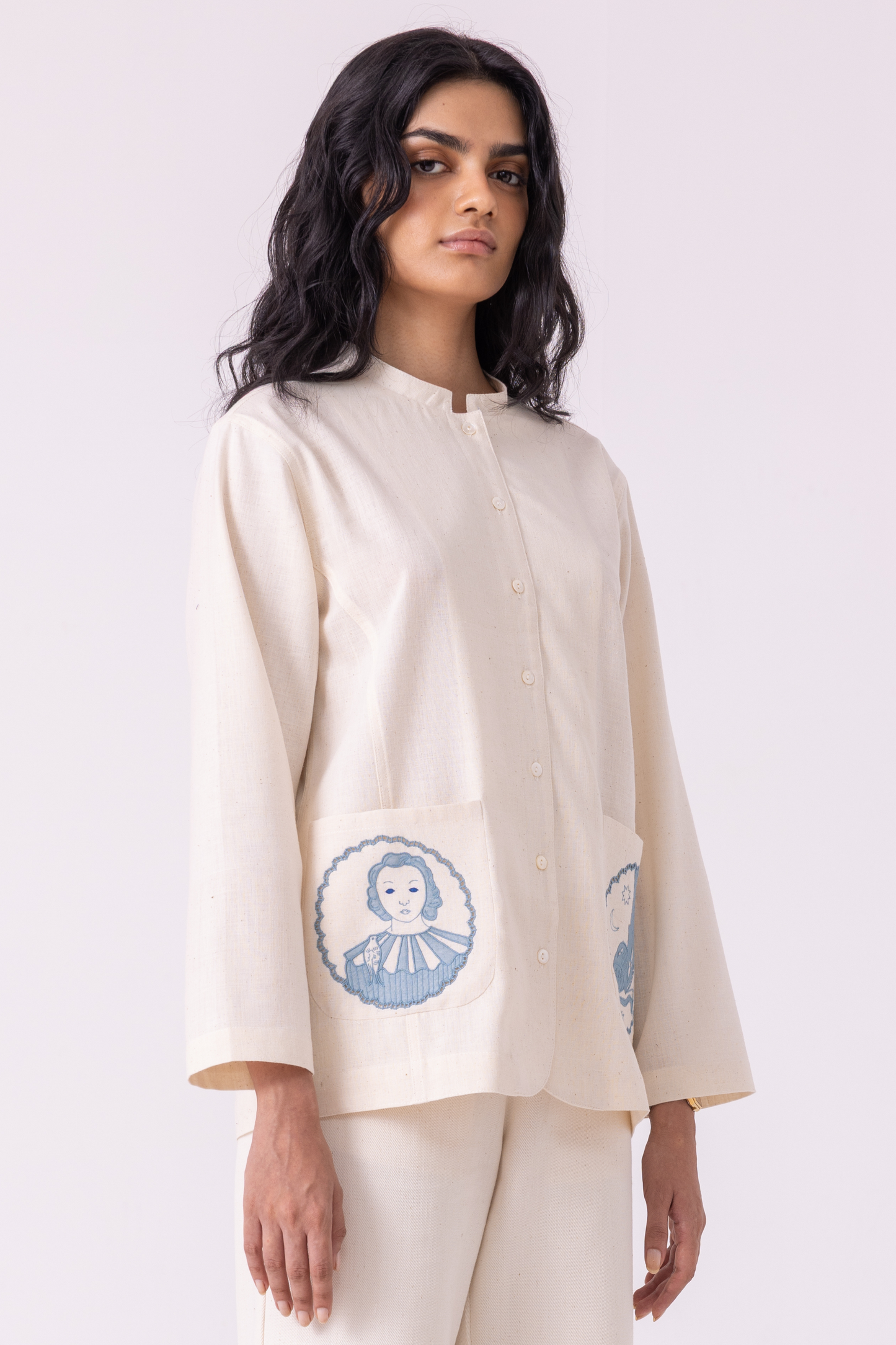 Alma Off White Handwoven Shacket