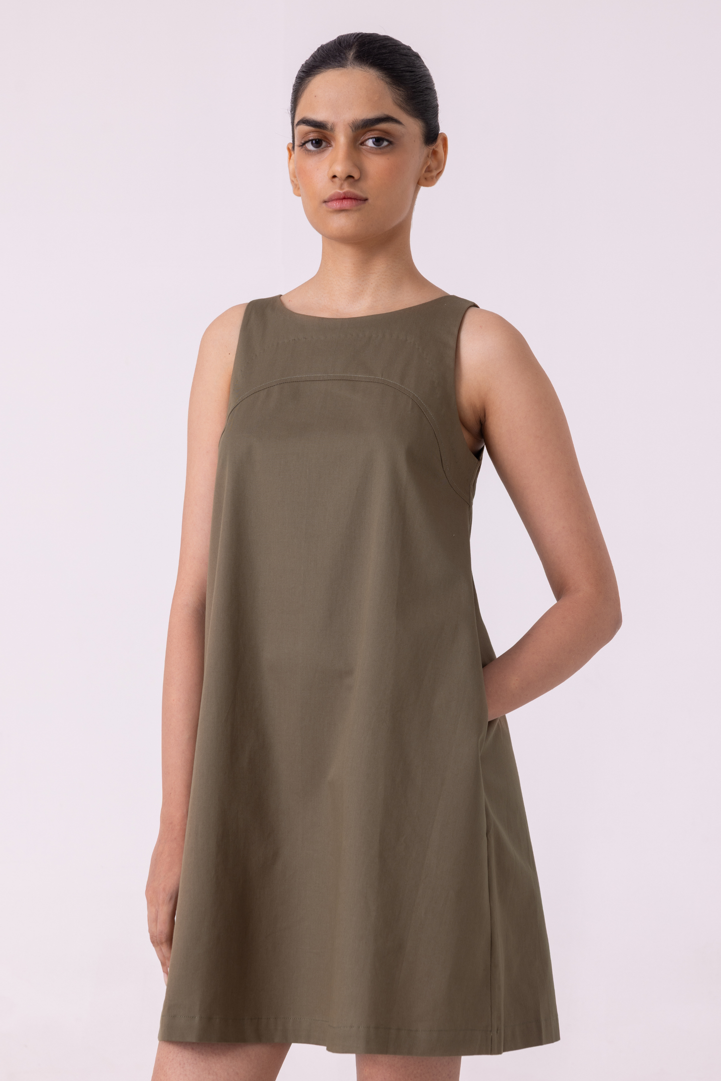 Nalaka Olive Shift Dress