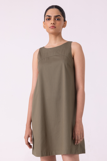 Nalaka Olive Shift Dress