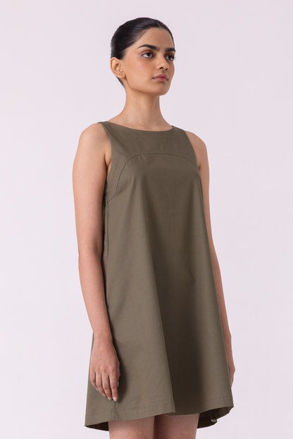 Nalaka Olive Shift Dress