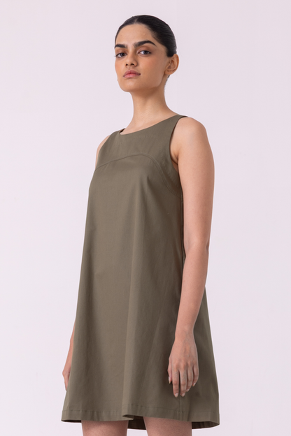Nalaka Olive Shift Dress