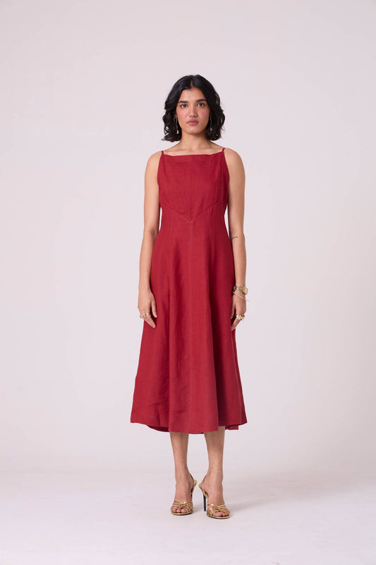 Suzie Red Linen Dress