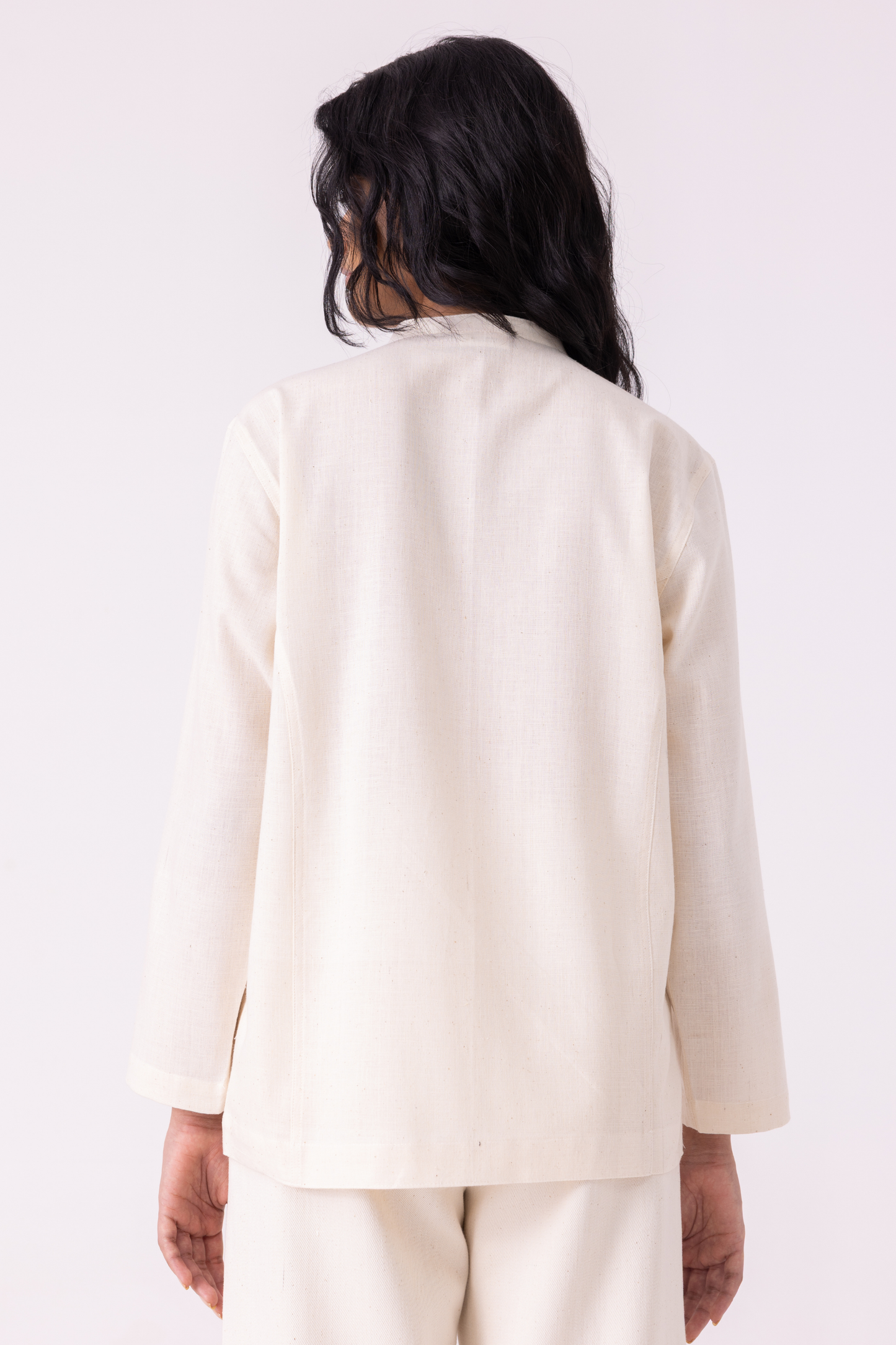 Alma Off White Handwoven Shacket