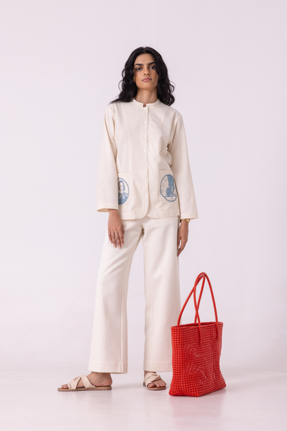 Alma Off White Handwoven Shacket