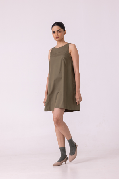 Nalaka Olive Shift Dress