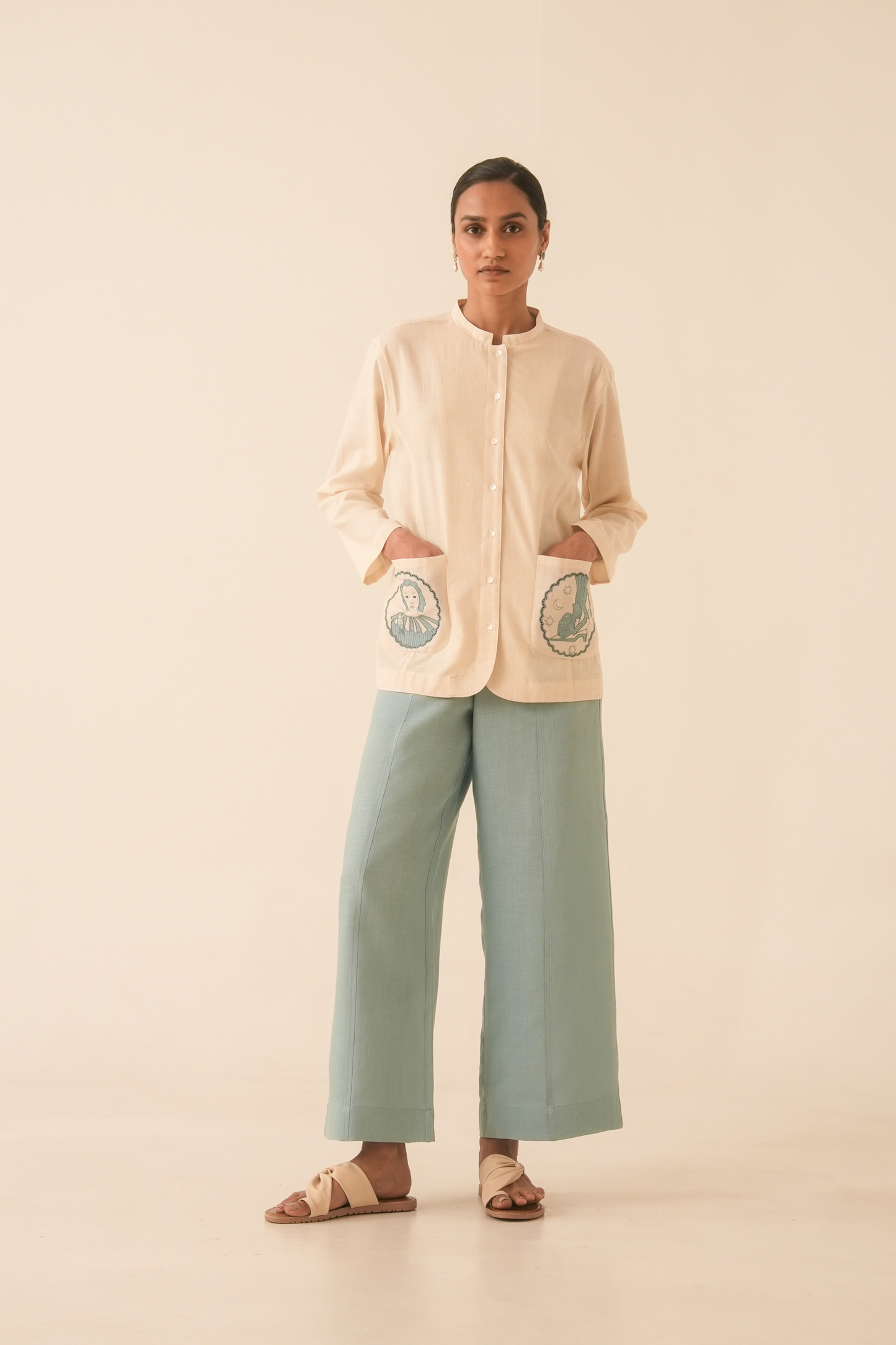 Alma Off White Handwoven Shacket