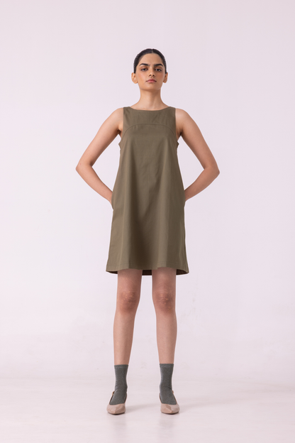 Nalaka Olive Shift Dress