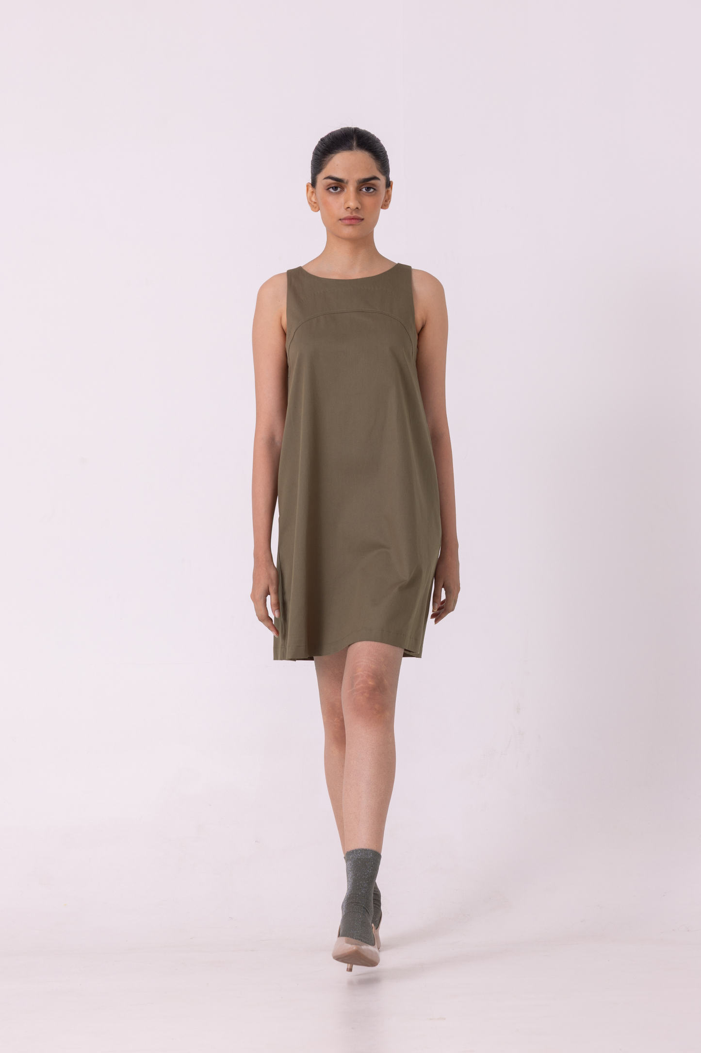 Nalaka Olive Shift Dress