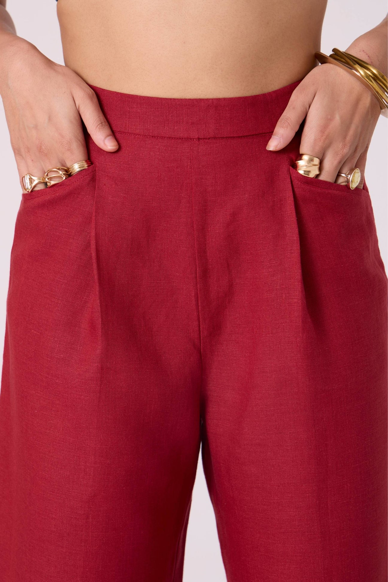 Clyde Red Linen Pants